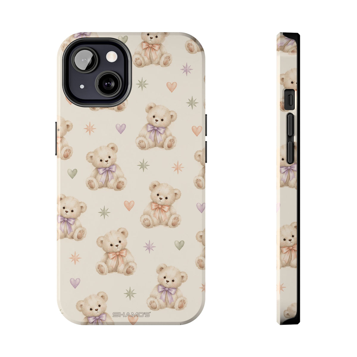 Cute Pastel Bear Impact Phone Case | Heart & Star Kawaii Pattern