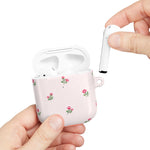 AirPod Case - Pink Striped Floral Rose Protective Cover