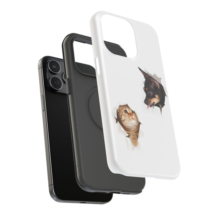 Impact-Resistant Cases with a cat and a dog