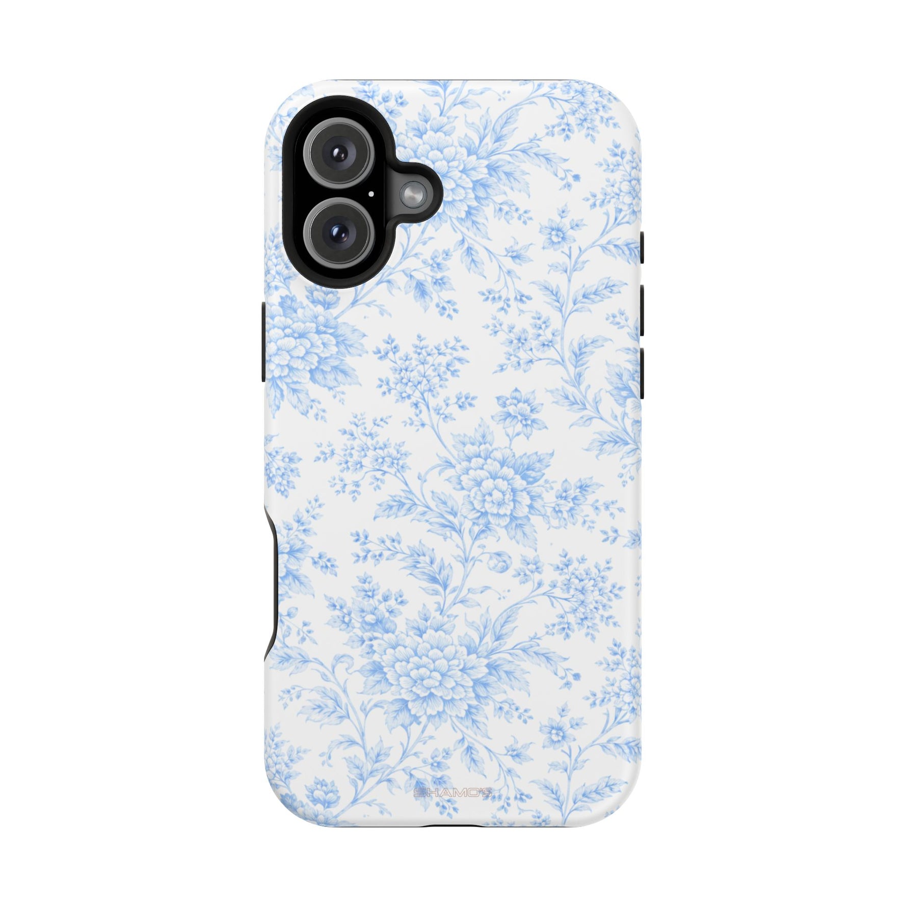 Preppy Look Blue Floral Impact-Resistant Phone Case and MagSafe Compatible