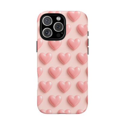 Baby Pink Pearl Hearts 3D iPhone Case | MagSafe