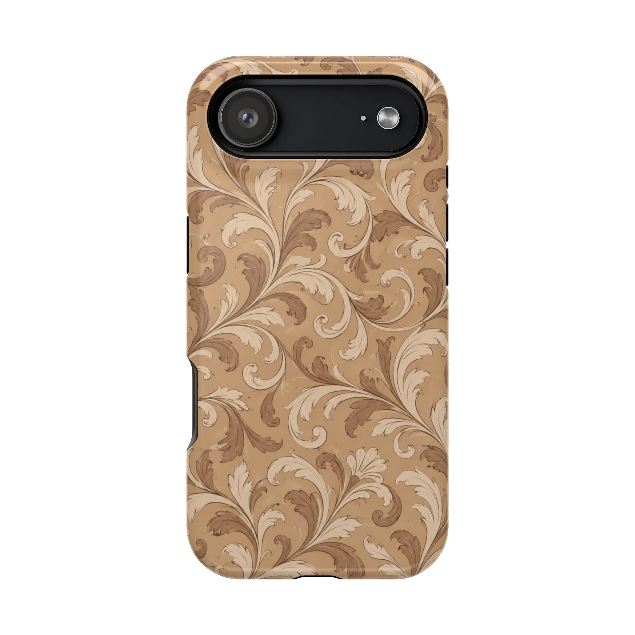 Saddle Scrolls – Tan Western Scrollwork MagSafe Phone Case, glossy iPhone 17 Air, rear view