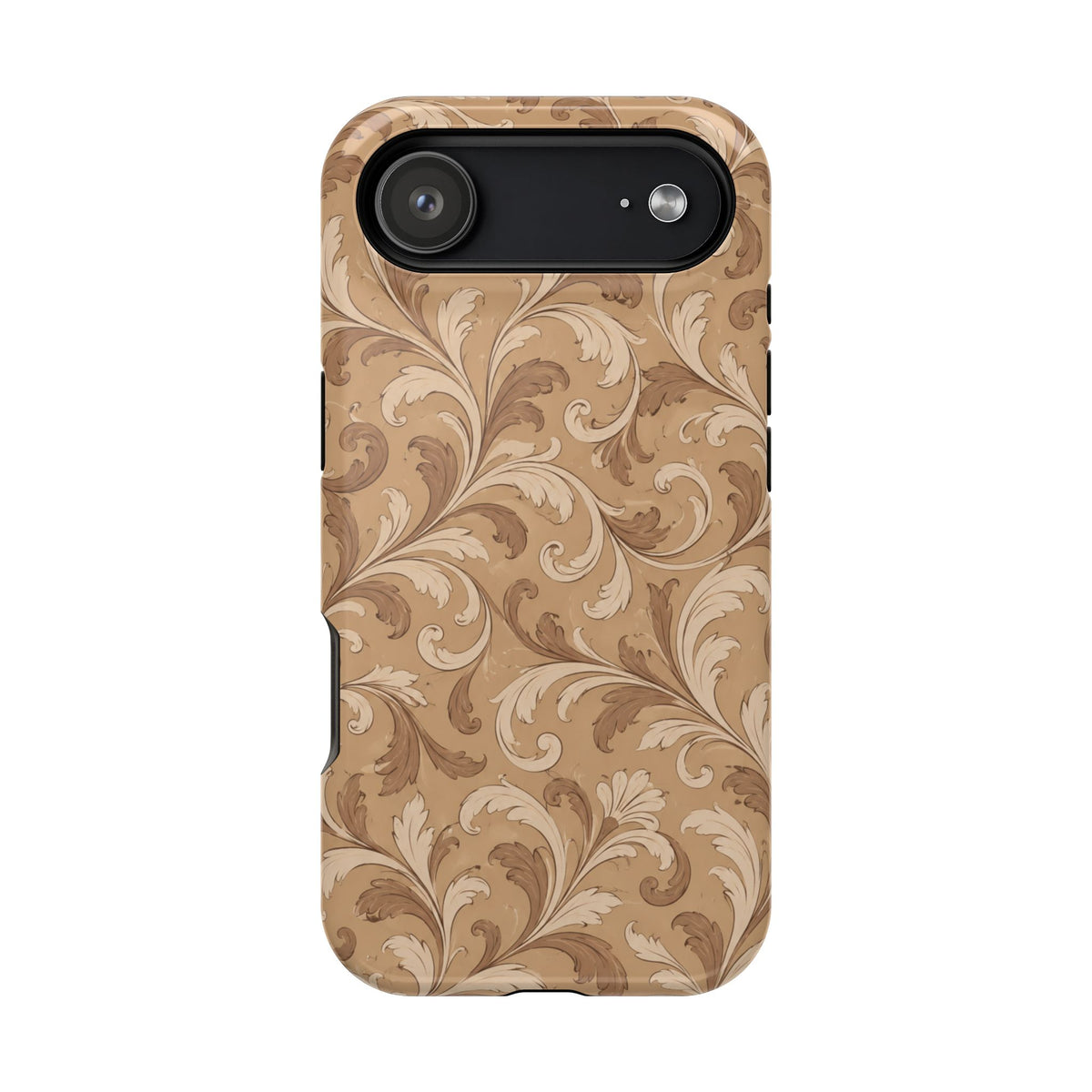 Saddle Scrolls – Tan Western Scrollwork MagSafe Phone Case, glossy iPhone 17 Air, rear view
