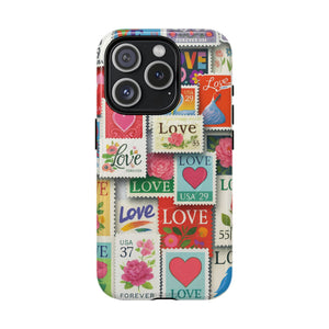 Vintage Romantic Love Stamp iPhone Case | Tough Protection + MagSafe - iPhone 15 Pro / Glossy - Shamo's