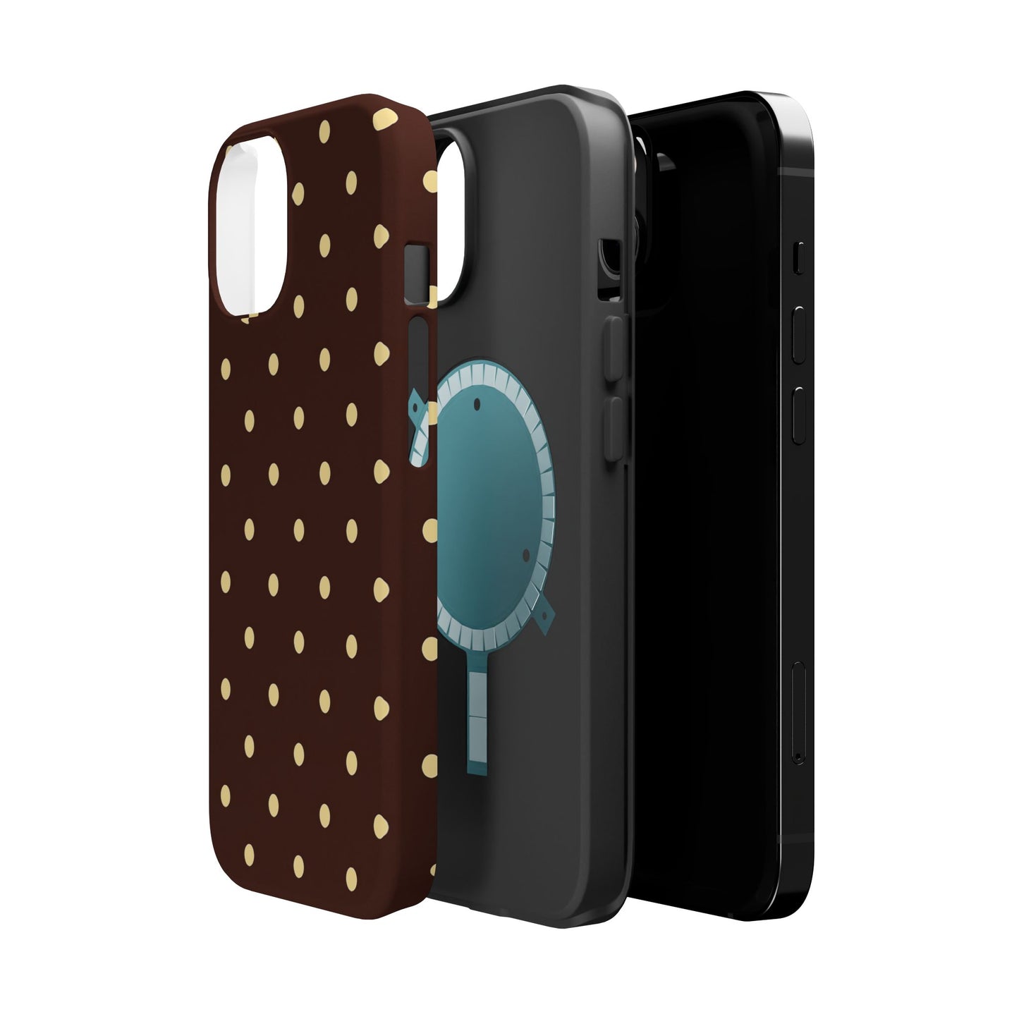 Polka Dot iPhone Case — Brown & Cream Protective Cover with MagSafe compatibility