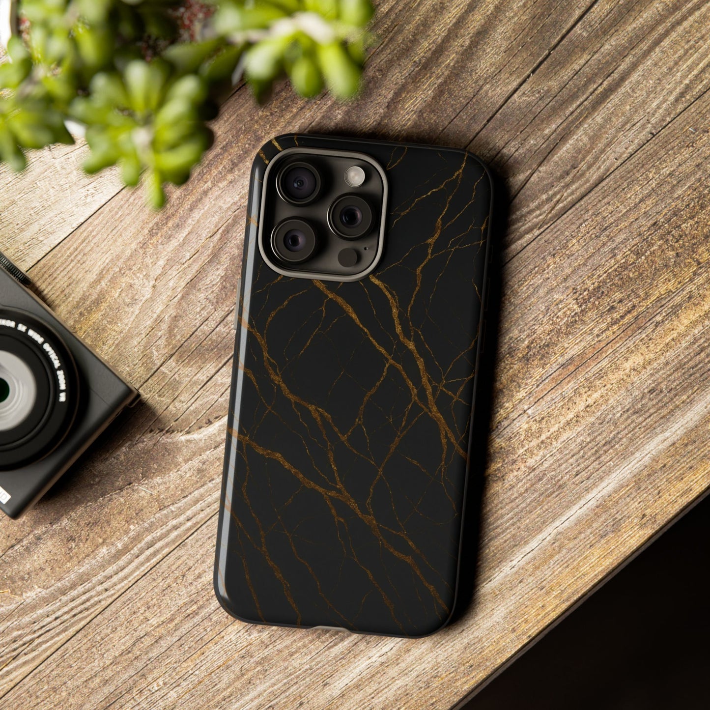 Black Marble Tough iPhone Case