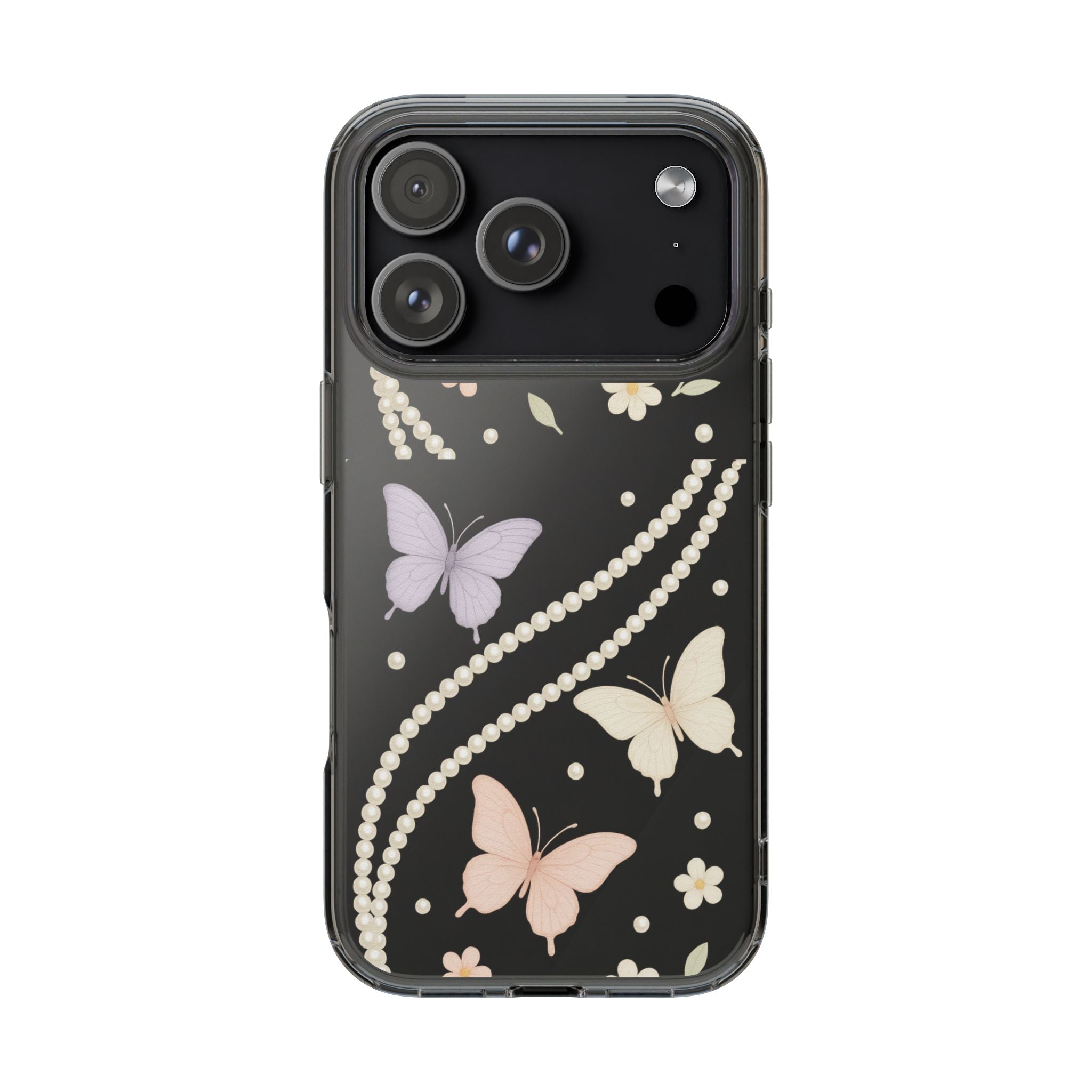 Butterfly Pearl Impact-Resistant Clear iPhone Case - Shamo's