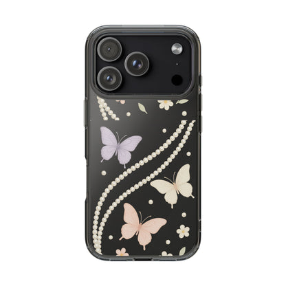 Butterfly Pearl Impact-Resistant Clear iPhone Case - Shamo's