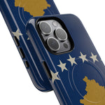 Kosovo Flag Tough iPhone Case — Navy Blue Stars & Gold Map (MagSafe compatible)  Shamo's