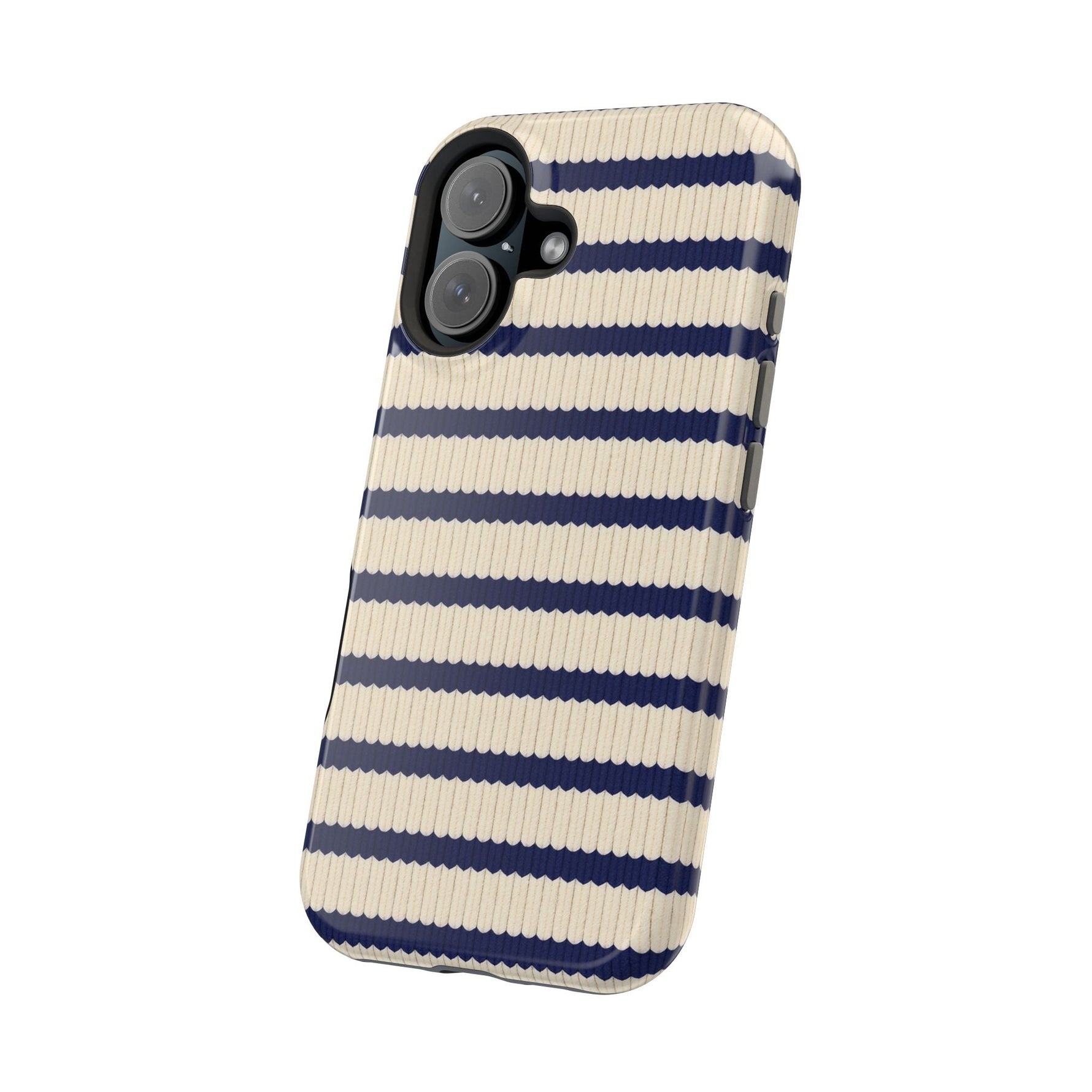 Navy & Cream Ribbed Holiday Sweater Design iPhone Case with MagSafe compatibility  Shamo's