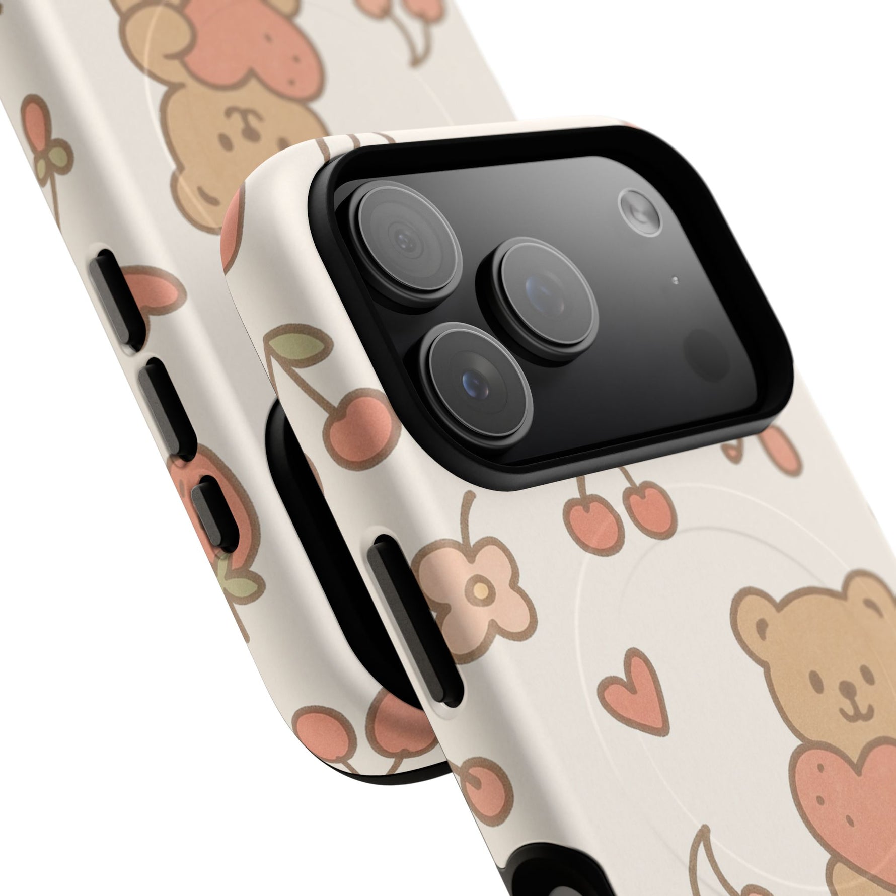 Teddy Berry Cozy Strawberry Pattern iPhone Case with MagSafe