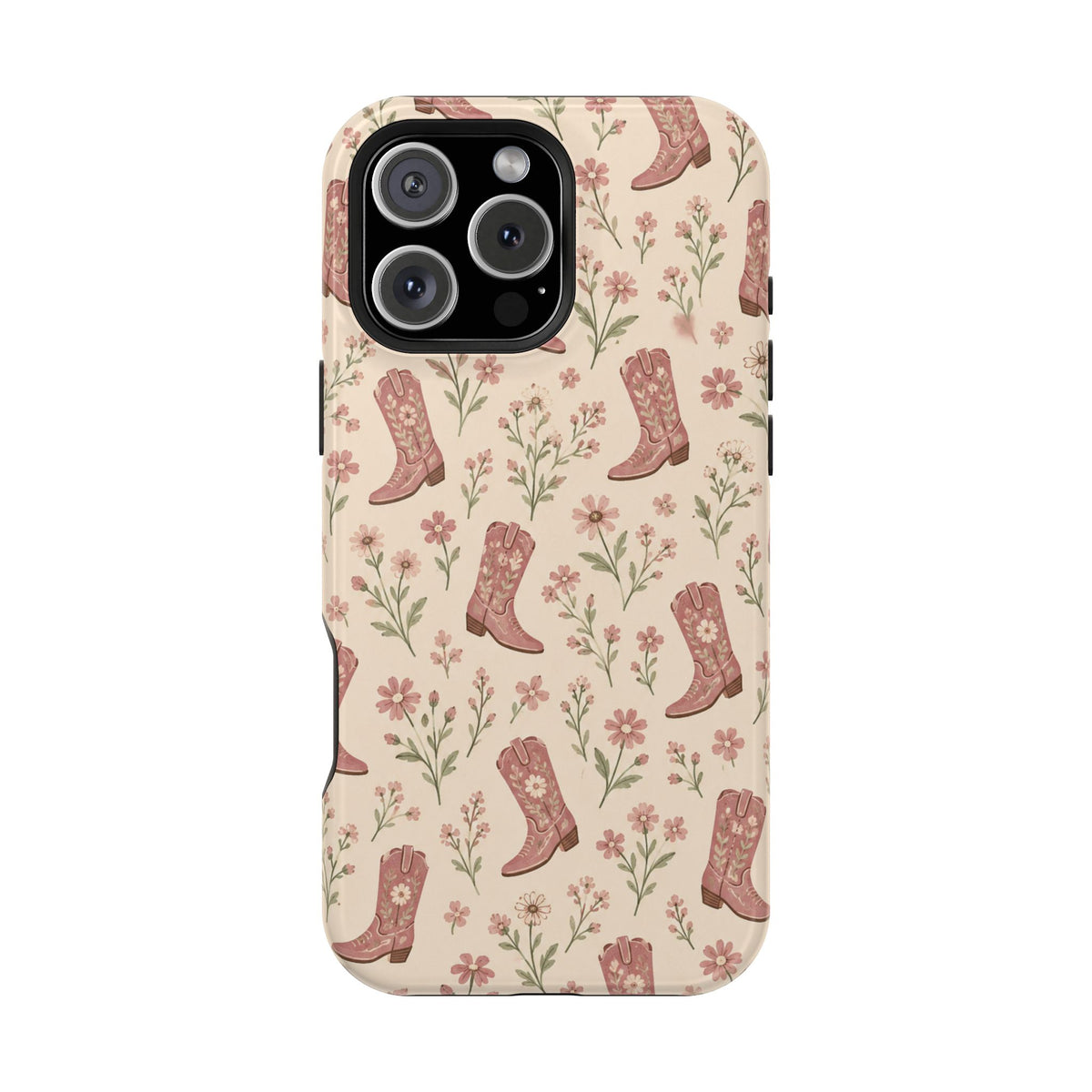 Floral Boots MagSafe Phone Case, glossy iPhone 16 Pro Max, rear view
