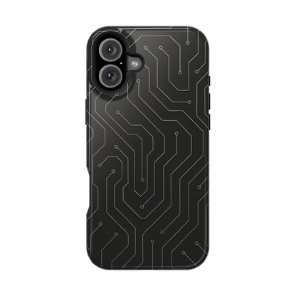 Black Circuit Board Design iPhone Case | MagSafe  Shamo's iPhone 16 Plus / Glossy