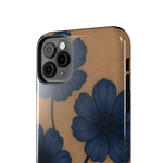 Navy Floral Tough iPhone Case — Durable Protective Case with Blue Flowers on Kraft Background  Shamo's