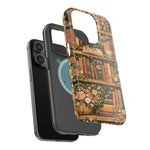 Floral Bookshelf iPhone Case — MagSafe Magnetic, Impact-Resistant