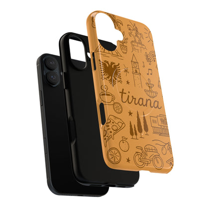 Tirana Illustrated Hand-Drawn iPhone Case — Albanian Landmarks & Icons | MagSafe compatible