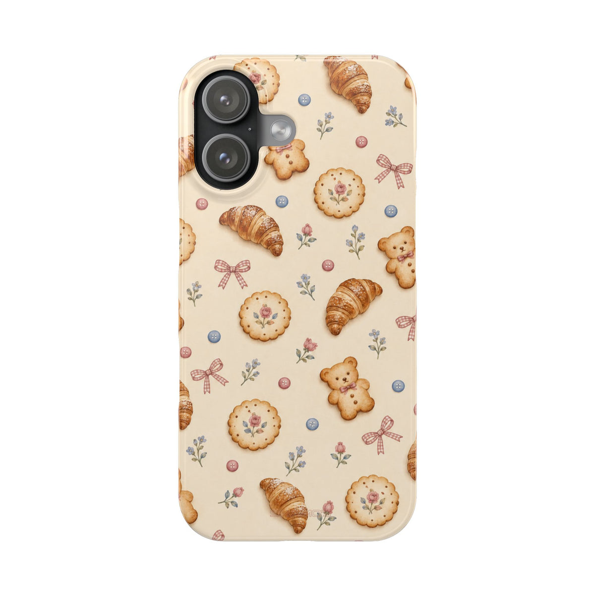 Slanke iPhone-hoes — knus bak- en teddybeerpatroon (recept, hert, knopen)