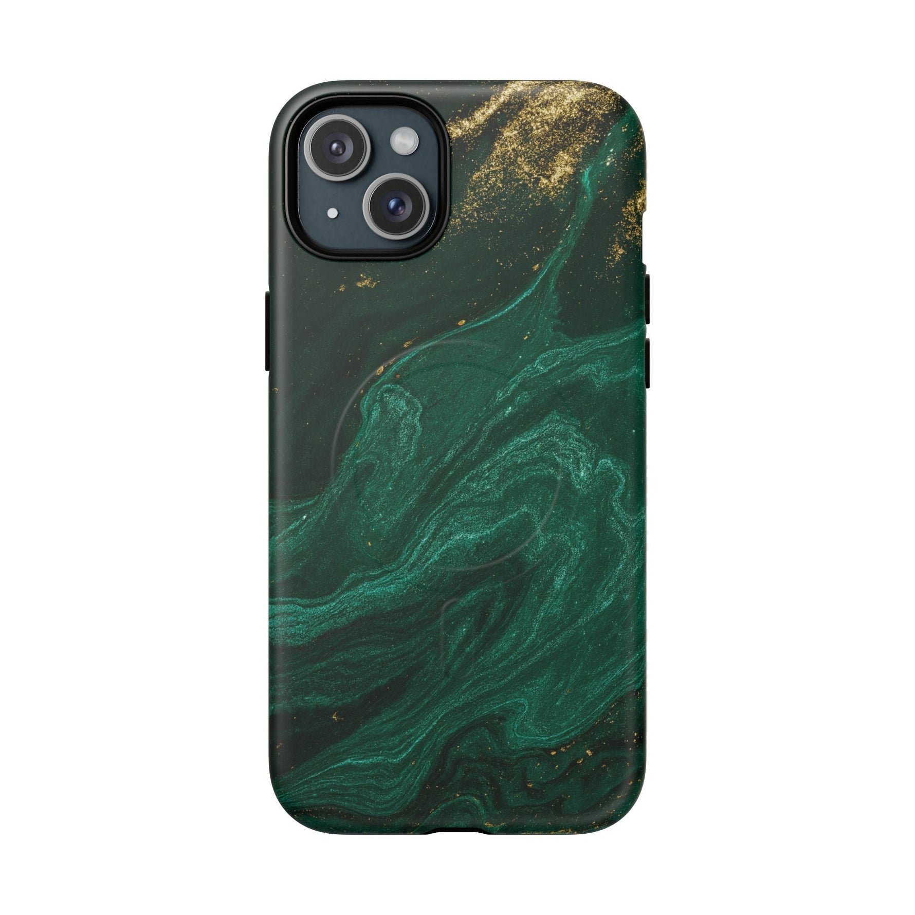 Emerald Marble with Gold Veins iPhone Case | with MagSafe  Shamo's iPhone 15 Plus / Matte
