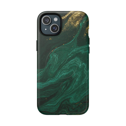 Emerald Marble with Gold Veins iPhone Case | with MagSafe  Shamo's iPhone 15 Plus / Matte