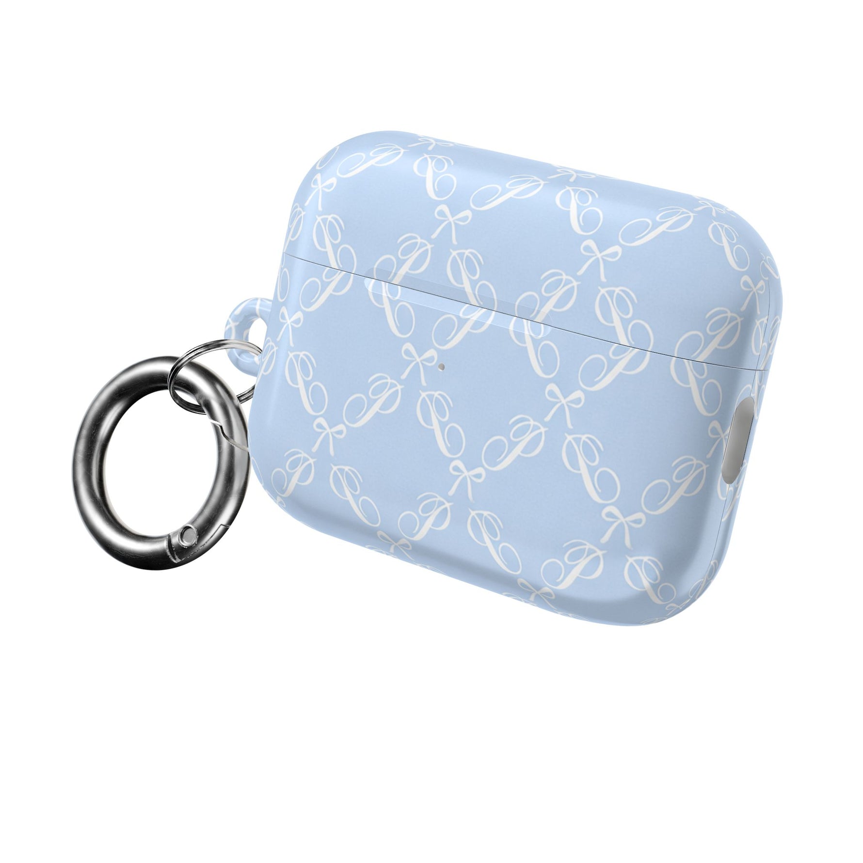 Pastel Blue Bow Pattern AirPod Case — Elegant Bow Pattern Protective Cover