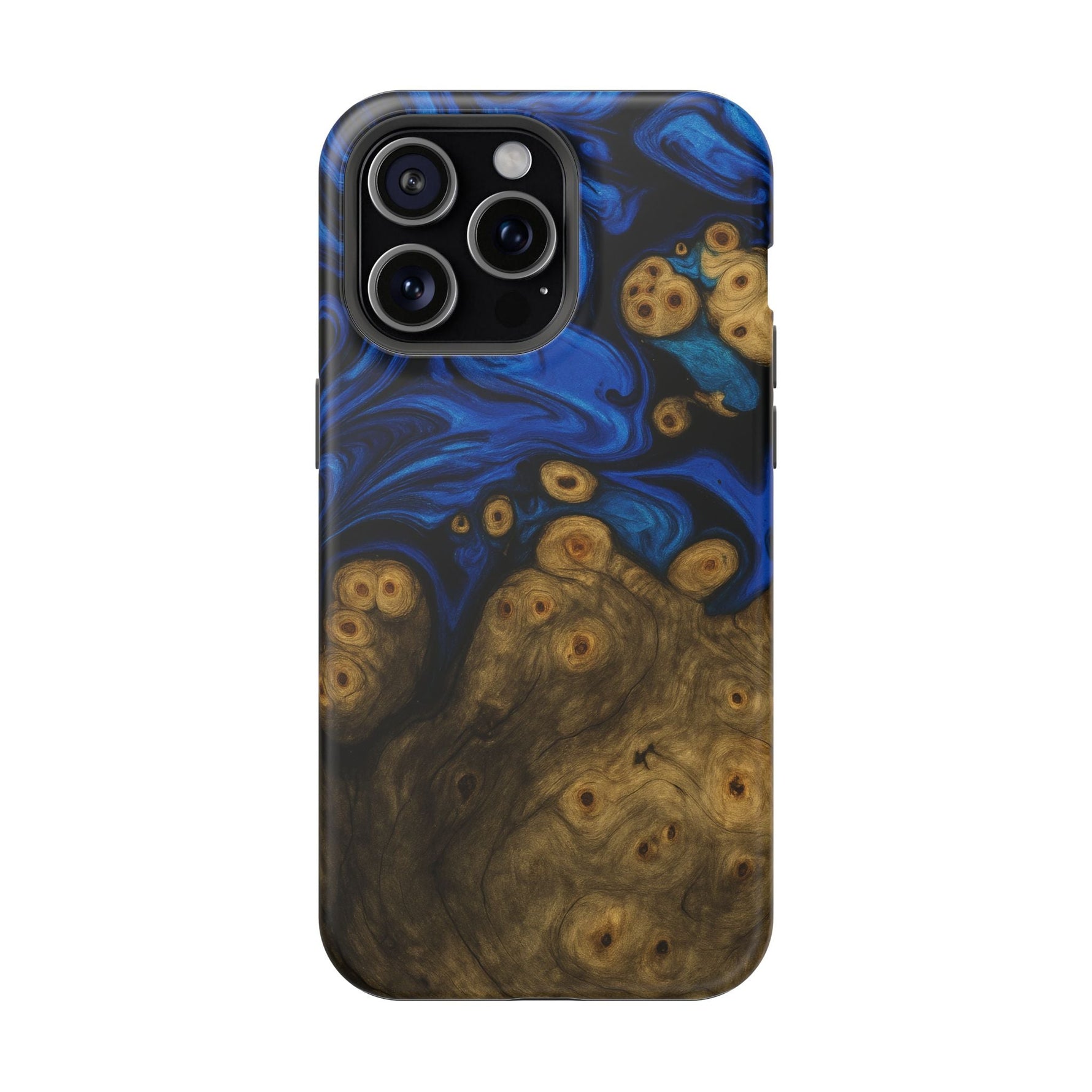 Blue Swirl & Burl Wood Impact iPhone Case | MagSafe compatible  Shamo's iPhone 15 Pro Max / Matte