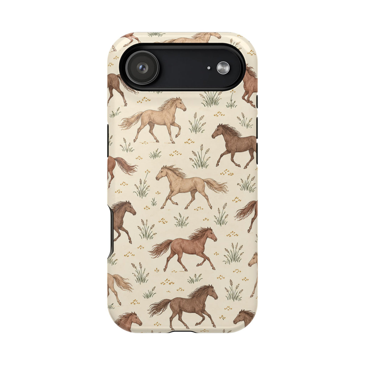 Wild Mustangs – Western Horse Pattern MagSafe Phone Case, glossy iPhone 17 Air, rear view