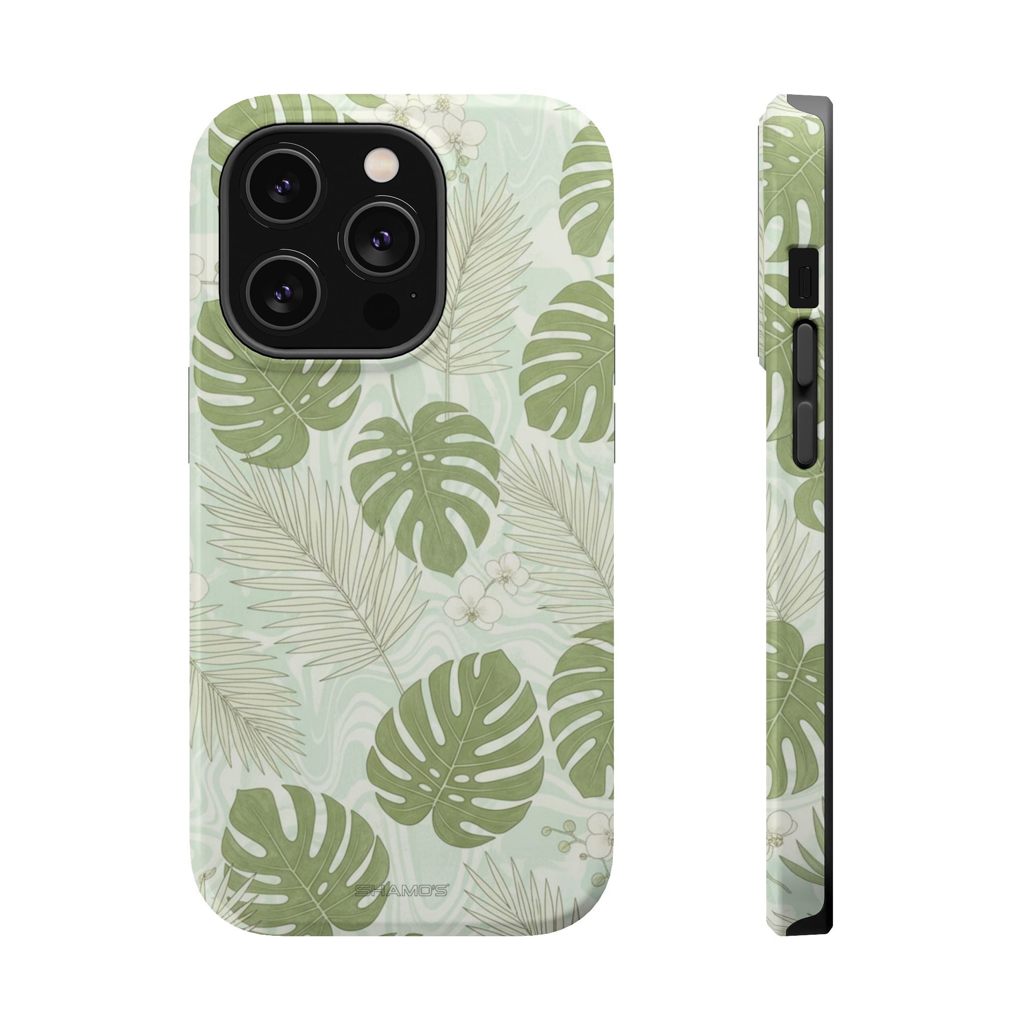 Tropical Monstera Phone Case, Impact-Resistant Magnetic iPhone Cover with MagSafe Compatibility - iPhone 14 Pro / Glossy - Shamo's