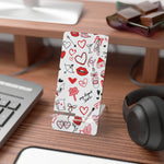 Valentine Doodle Phone Stand — Romantic Pattern Mobile Display Stand