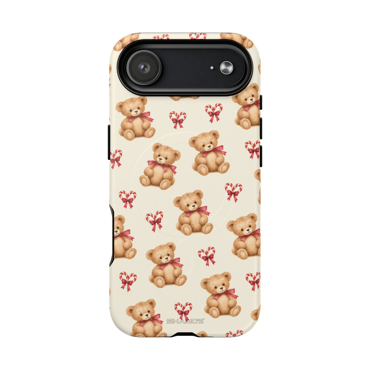 Coque iPhone Ourson des fêtes et sucres d’orge en forme de cœur avec MagSafe