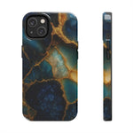 Blue Gold Agate Tough Phone Case Marble Stone Design  Shamo's iPhone 14