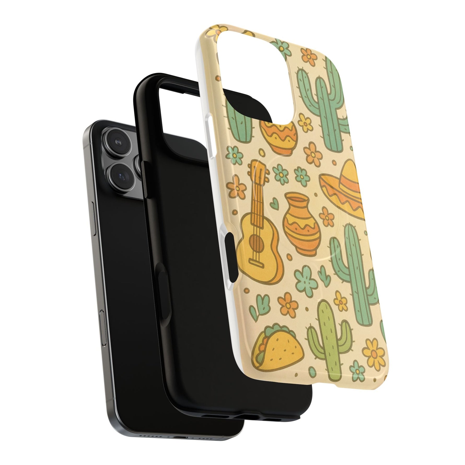 Mexico Hand-Drawn Cactus Pattern iPhone Case – Cute Desert Guitar & Sombrero Design | with MagSafe  Shamo's