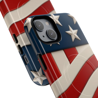 Patriotic iPhone Cases - MagSafe Tough American Flag Design