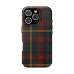Funda para iPhone resistente a impactos con diseño de cuadros escoceses rojos y verdes con MagSafe