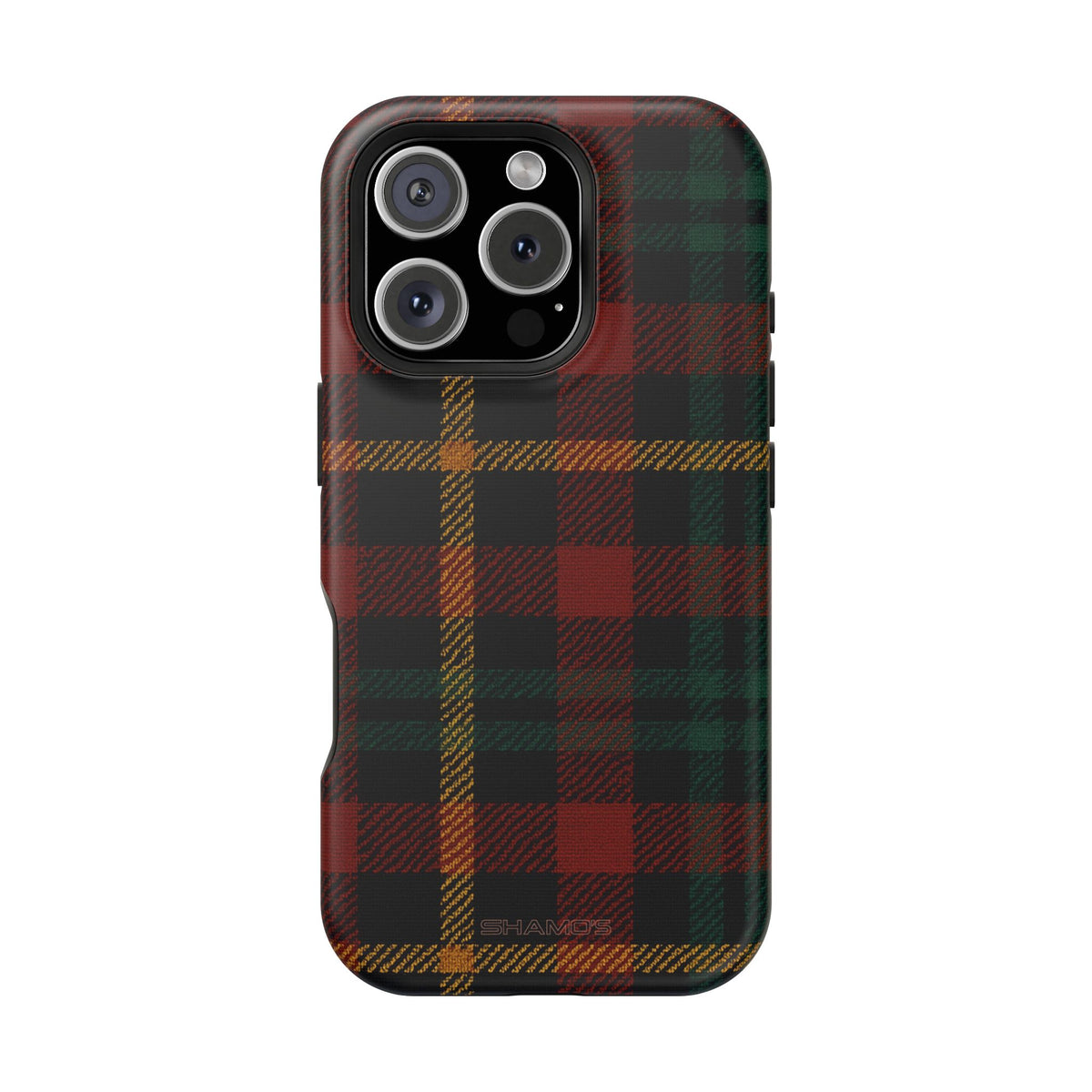 Funda para iPhone resistente a impactos con diseño de cuadros escoceses rojos y verdes con MagSafe