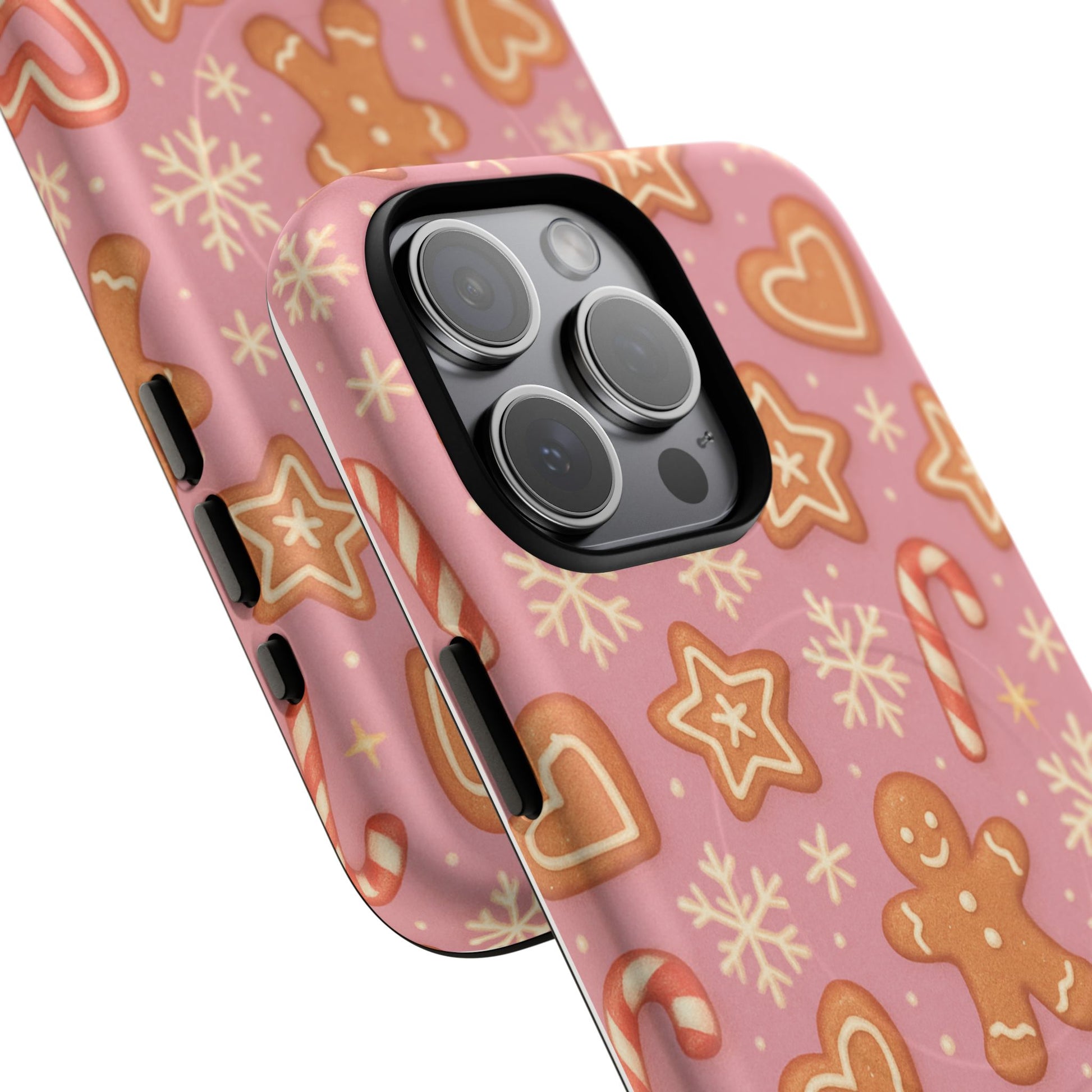 Pink Gingerbread Holiday iPhone Case with MagSafe compatibility - Shamo's