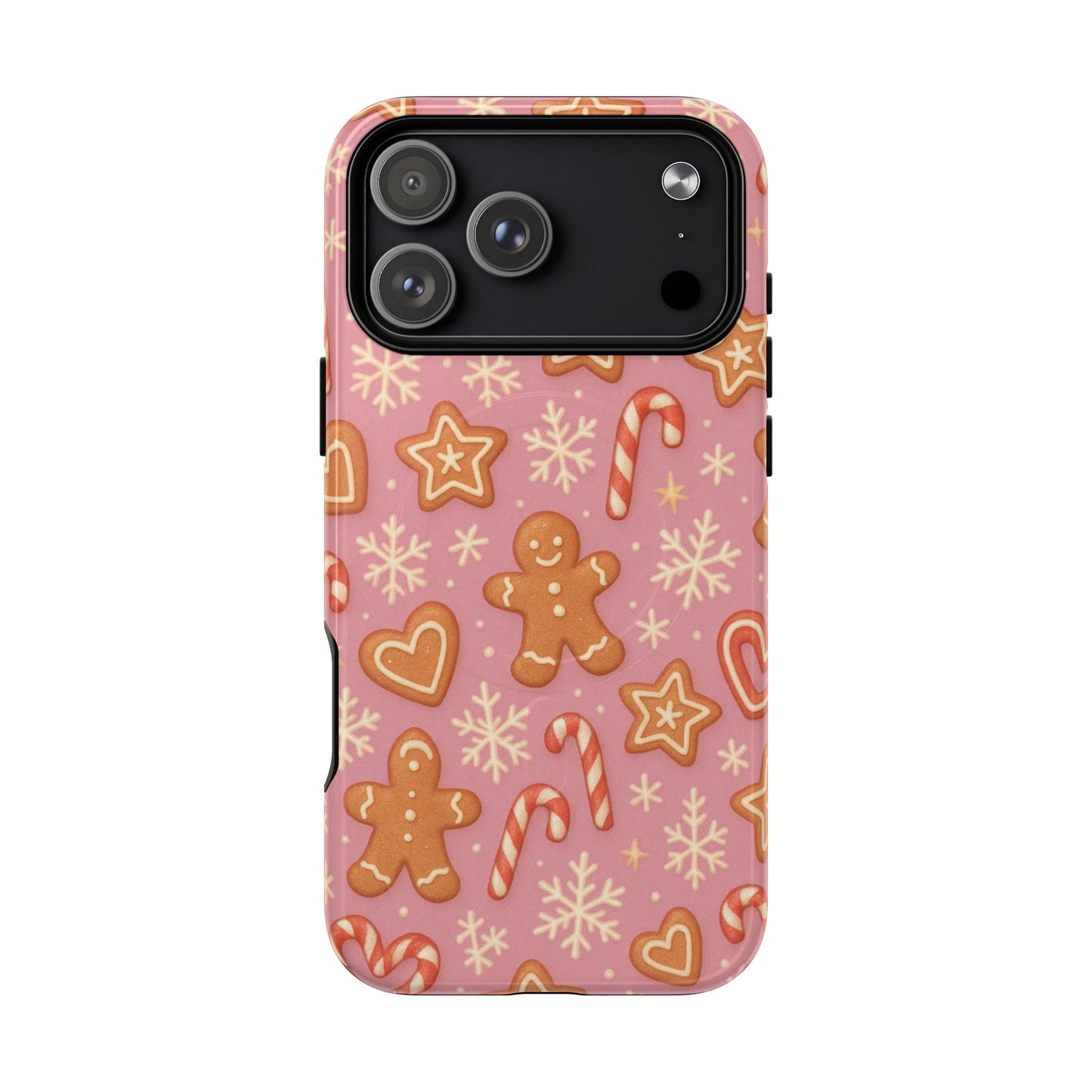 Pink Gingerbread Holiday iPhone Case with MagSafe compatibility - Shamo's