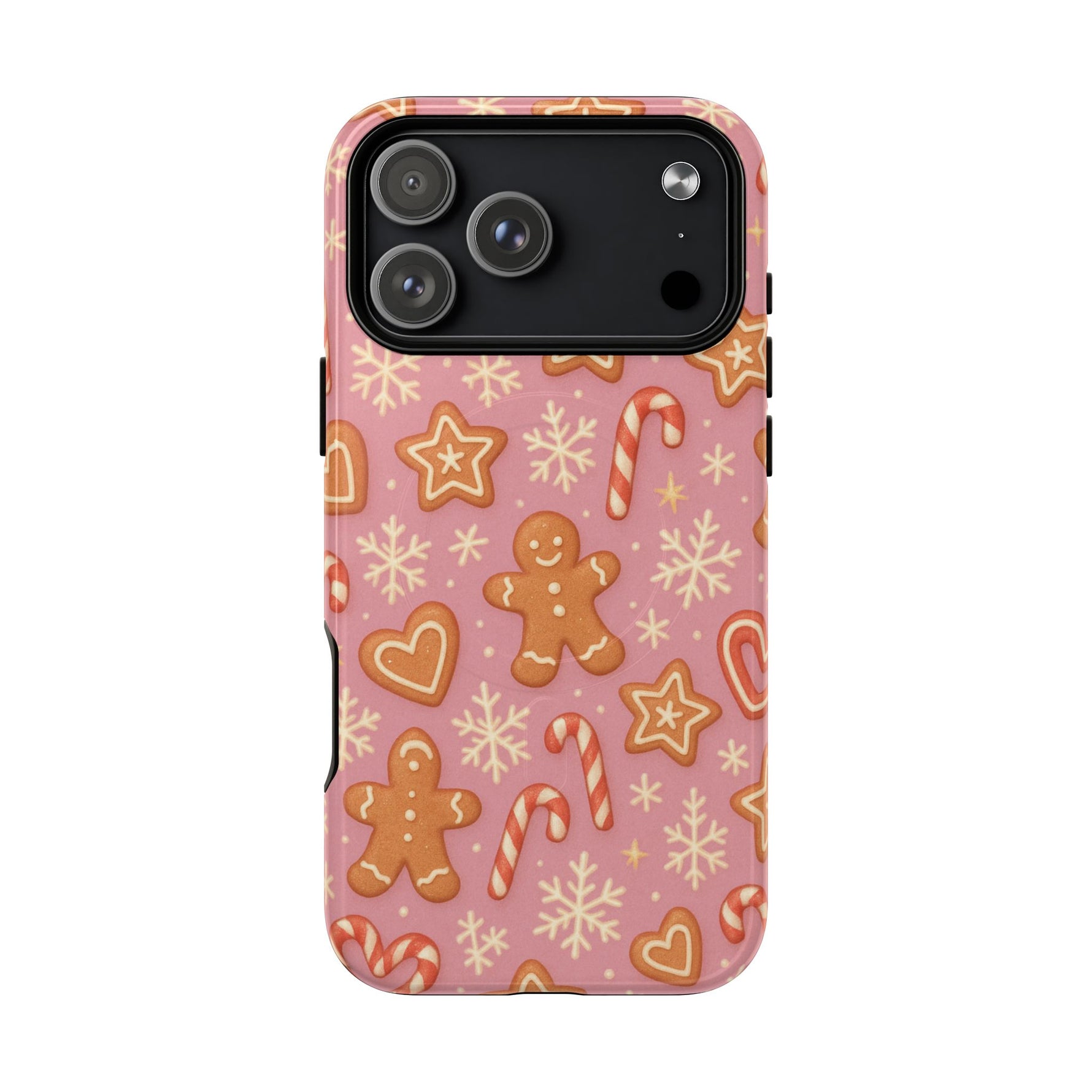 Pink Gingerbread Holiday iPhone Case with MagSafe compatibility - Shamo's