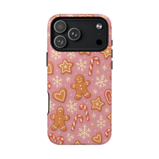 Pink Gingerbread Holiday iPhone Case with MagSafe compatibility - Shamo's