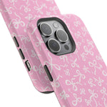 Pink Bow Pattern Impact-Resistant iPhone Case | MagSafe
