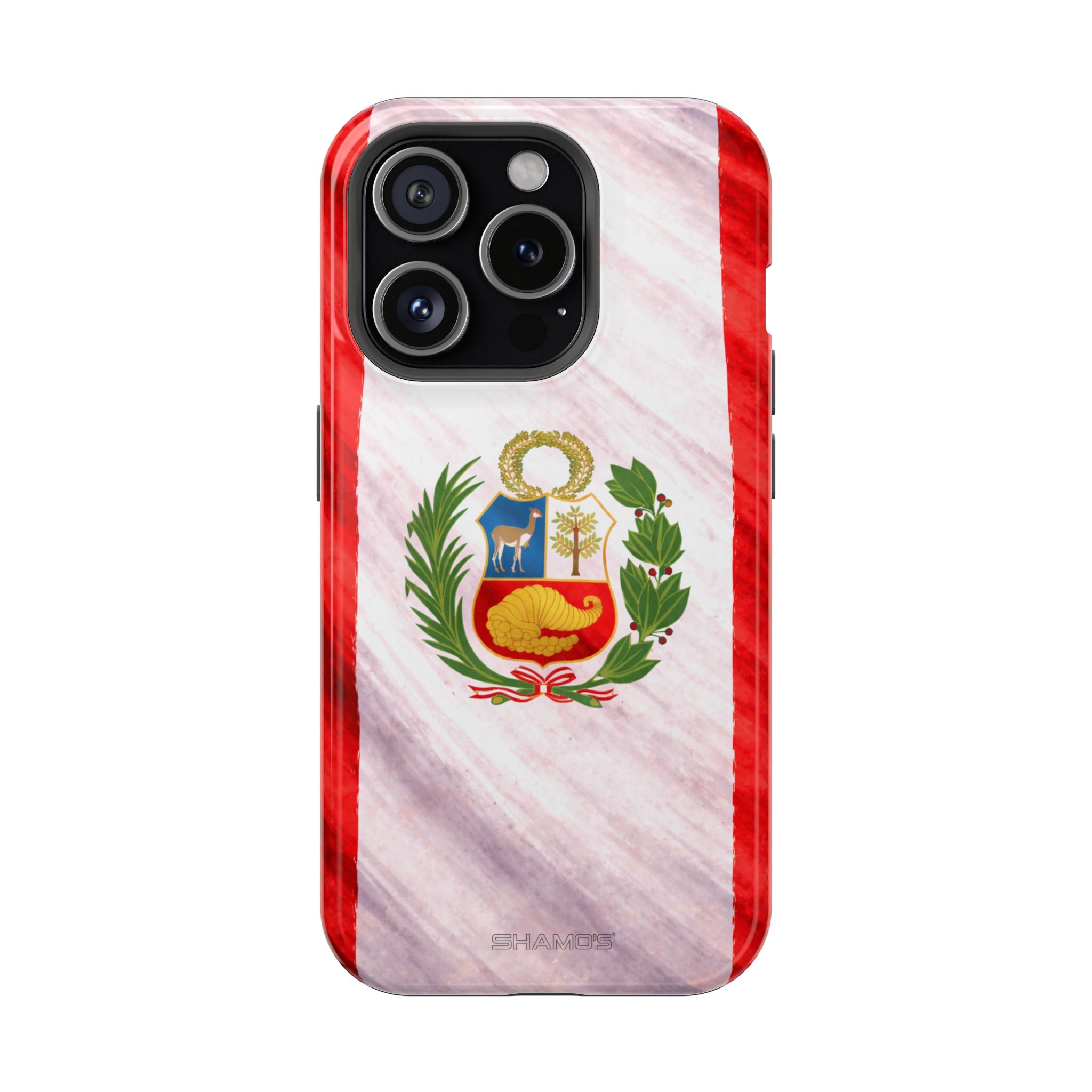 Peru Flag Magnetic Impact-Resistant Phone Case, Protective Patriotic Design, MagSafe Compatible - iPhone 15 Pro / Glossy - Shamo's