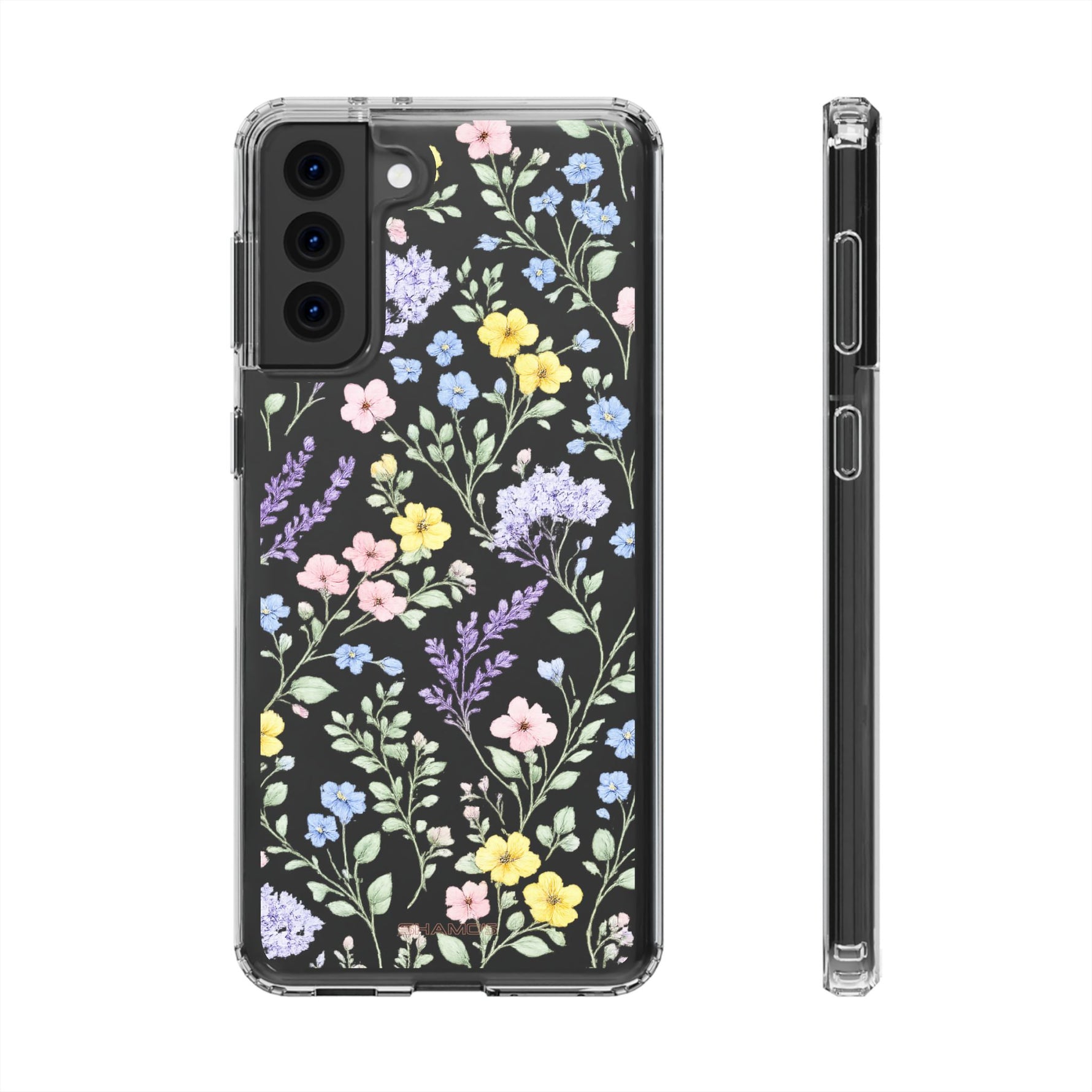 Clear Floral Impact-Resistant Phone Case — Pastel Wildflower Design