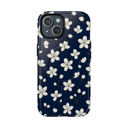 Navy Blossom Floral iPhone Case | MagSafe