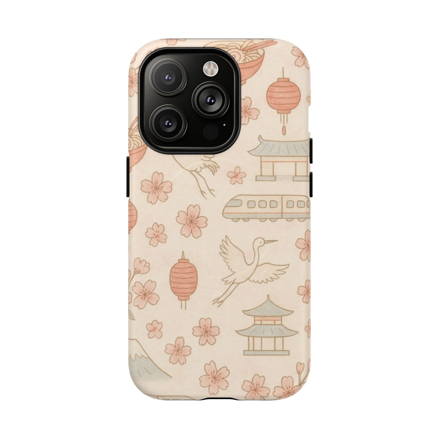Japan Hand-Drawn Cherry Blossom iPhone Case with MagSafe