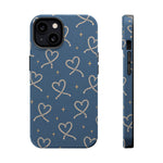 Lasso Hearts – Blue Western Heart MagSafe Phone Case, glossy iPhone 13, rear and side profile
