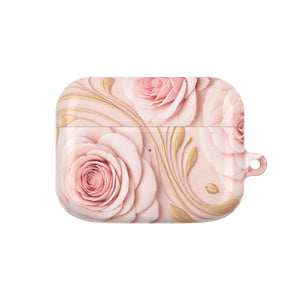 Rose Gold Floral AirPods Case - AirPods Pro Gen 1 / White / Glossy - Shamo's