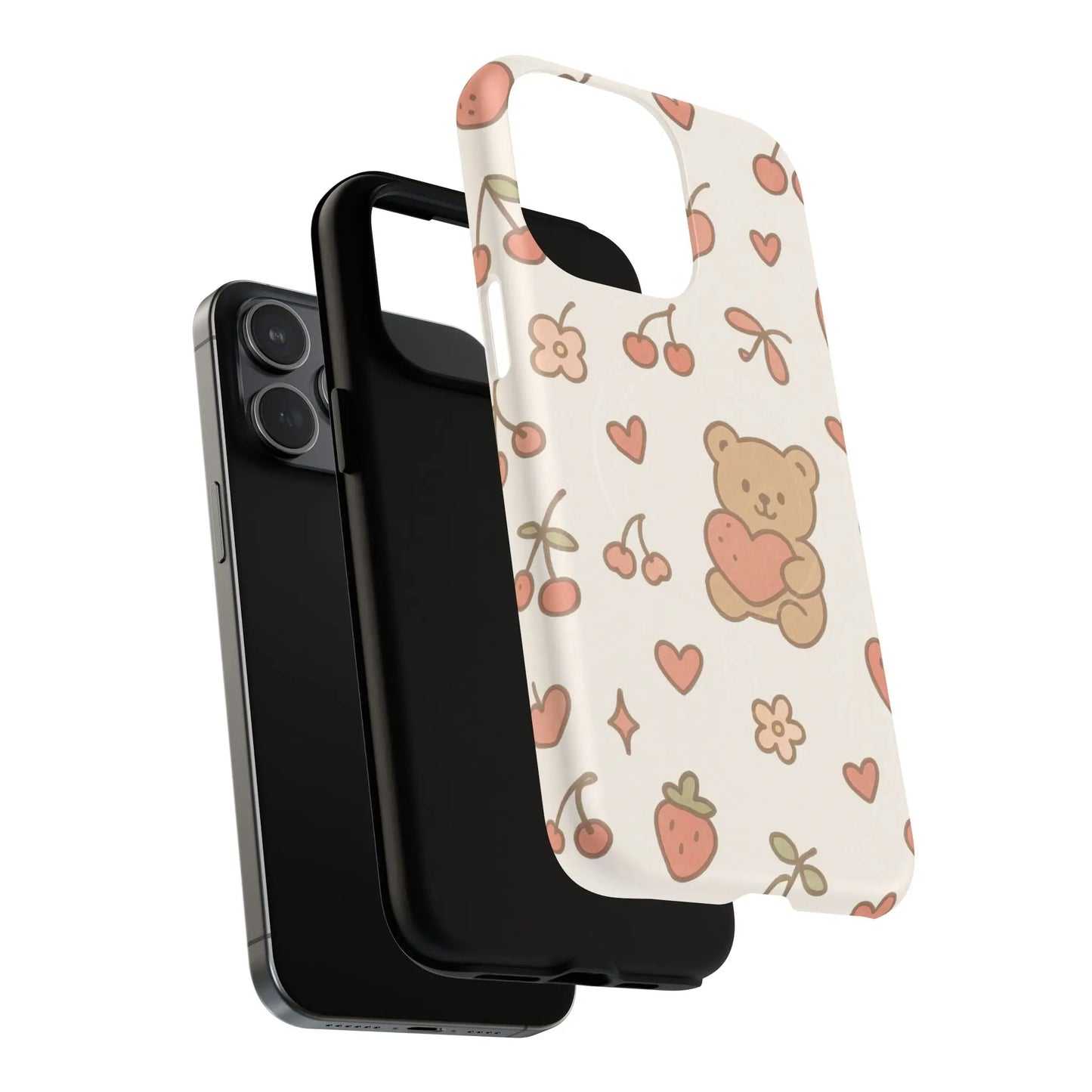 Teddy Berry Cozy Strawberry Pattern iPhone Case with MagSafe - Shamo's
