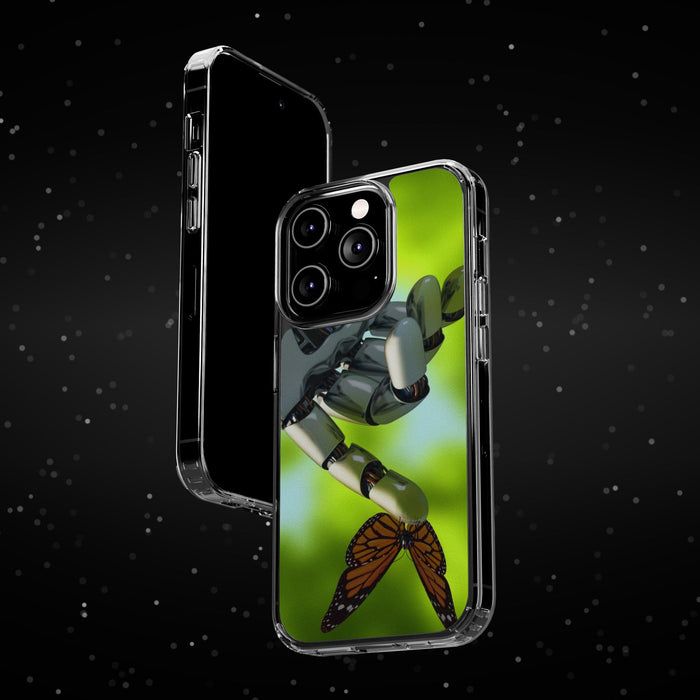 Clear Phone Cases with Robotic hand and Butterfly theme