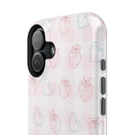 Strawberry Hearts MagSafe Compatible Phone Case | 'Paint it your way' Pink Plaid Impact-Resistant
