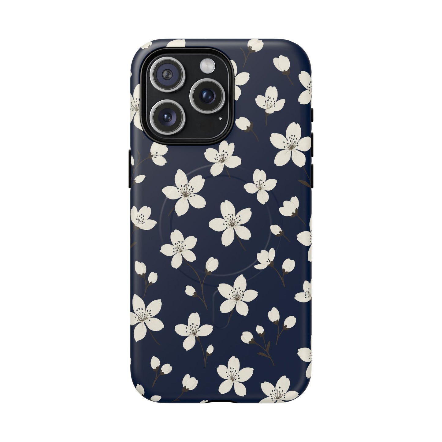 Navy Blossom Floral iPhone Case | MagSafe