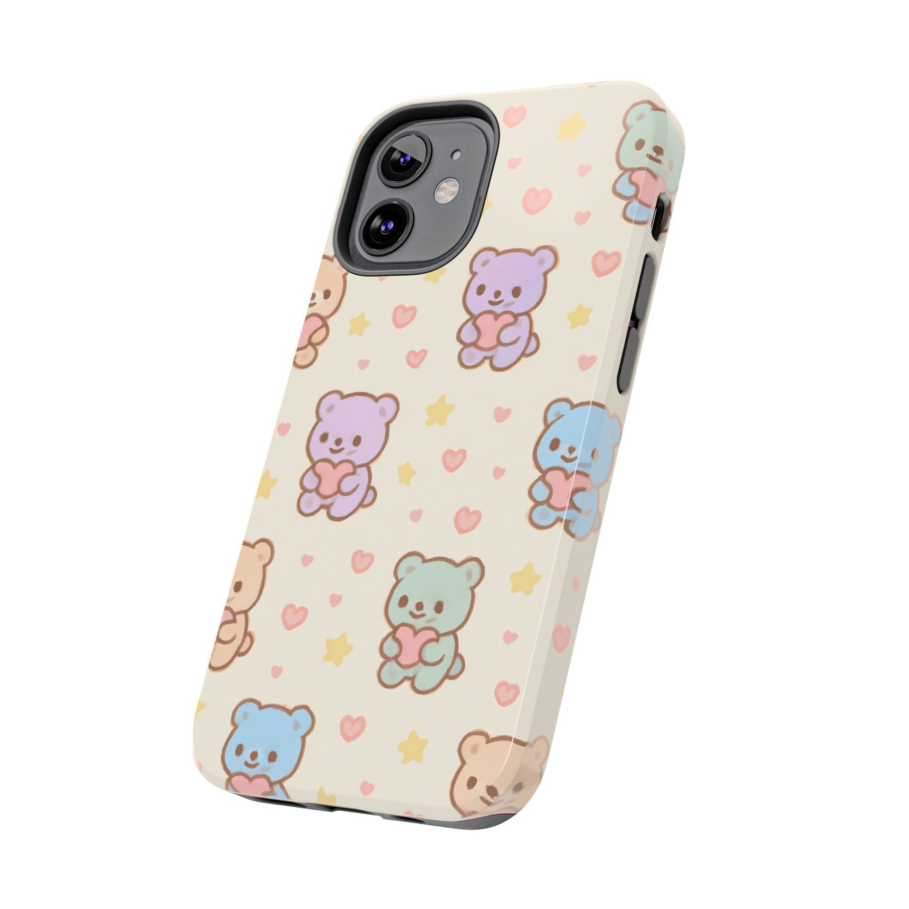 Cute Pastel Bear Impact Phone Case | Heart & Star Kawaii Pattern  Shamo's